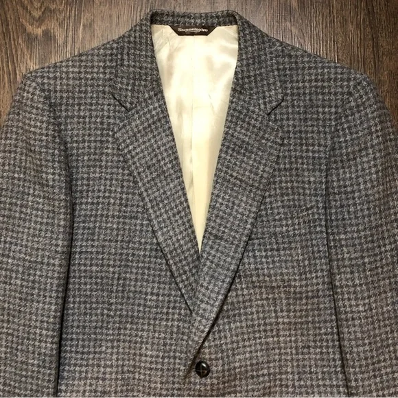 Vintage Samuelsohn Grey Tweed Houndstooth Blazer - Picture 6 of 17